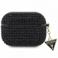 Carcasa Guess Rhinestones Triangle Metal Logo compatibila cu Apple AirPods Pro Negru