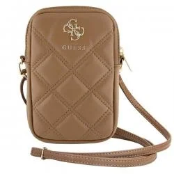 Geanta universala pentru telefon Guess Zip Quilted 4G, Maro