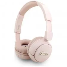 Casti wireless Guess Metal Logo Script, Bluetooth 5.3, Autonomie 30h, USB-C, Roz