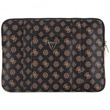 Husa din piele ecologica Guess Sleeve Peony Pocket Triangle compatibila cu laptop 14 inch, Negru