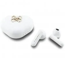 Casti wireless TWS Guess 4G Metal Logo, Bluetooth 5.4, Autonomie 16h, 200mAh, Alb
