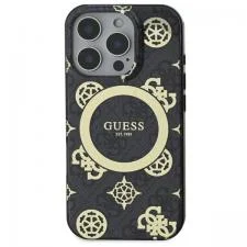 Carcasa Guess IML Peony On 4G Background cu MagSafe compatibila cu iPhone 16 Pro, Negru
