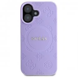 Carcasa Guess Saffiano Peony Classic Logo cu MagSafe compatibila cu iPhone 16 Plus, Mov