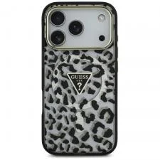 Carcasa Guess Leopard Glitter cu MagSafe compatibila cu iPhone 17 Pro, Negru