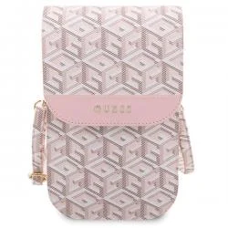 Geanta universala Guess GCube Stripe, 19 x 11.5 x 2 cm, 6 compartimente, Roz