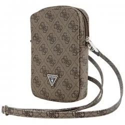 Geanta universala Guess Zip 4G Triangle, 19 x 12 x 3.8 cm, 1 compartiment, Maro