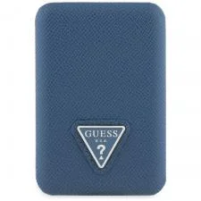 Baterie externa Guess Grained Triangle compatibila MagSafe, 5000mAh, PD 20W, Incarcare Wireless 15W, USB-C, Albastru