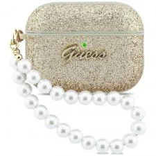 Carcasa Guess 4G Pearl Strap compatibila cu Apple AirPods Pro 3, Gold
