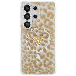 Husa Guess IML Leopard Print Triangle cu MagSafe compatibila cu Samsung Galaxy S26 Ultra, Maro