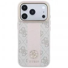 Husa Guess 4G Stripe Round and Classic Logo cu MagSafe compatibila cu iPhone 18 Pro / 17 Pro, Roz