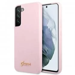Husa Guess GUHCS22MLSLMGLA compatibila cu Samsung Galaxy S22 Plus, Silicone Script Metal Logo, Mov