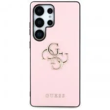 Husa Guess compatibila cu Samsung Galaxy S25 Ultra, Grained Big 4G Logo Small Classic, Roz