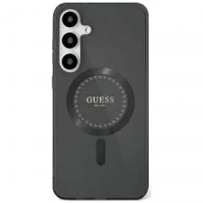 Husa Guess compatibila cu Samsung Galaxy S25 Ultra, Rhinestones Printed Classic Logo MagSafe, Negru