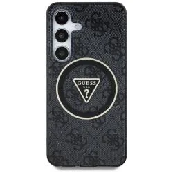 Husa Guess compatibila cu Samsung Galaxy S25, 4G Glitter Triangle Buttons MagSafe, Negru