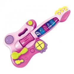 Chitara interactiva pentru bebelusi Huanger HE0502, Plastic, Roz
