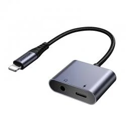 Adaptor audio Joyroom SY-L01, Lightning tata la Jack 3.5 mm mama si Lightning mama, 2.4A, Negru