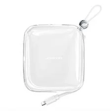 Baterie externa 10000 mAh Joyroom JR-L005 Jelly Powerbank, 12.5W, USB-C, USB, Cablu Lightning integrat, Alb