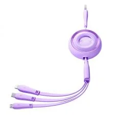Cablu pentru incarcare si transfer de date Joyroom S-A40 3 in 1, USB la USB-C/Lightning/Micro-USB, 3.5A, 1m, Mov