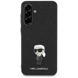 Carcasa Karl Lagerfeld Fixed Glitter Ikonik, Logo Metalic, compatibil cu Samsung Galaxy A56, Negru