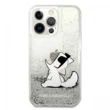 Carcasa Karl Lagerfeld Liquid Glitter Choupette Fun compatibila cu iPhone 13 Pro Max, Silver
