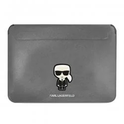 Husa Karl Lagerfeld Saffiano Ikonik Karl compatibila cu laptop 13/14 inch Silver