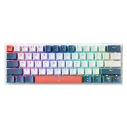 Tastatura gaming mecanica Machenike K500-B61, Cu fir, RGB, Switch-uri Backlight Red, USB-C, Alb / Albastru