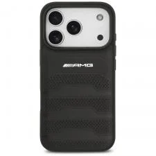 Carcasa AMG Leather Debossed Lines Logo cu MagSafe compatibila cu iPhone 17 Pro, Negru