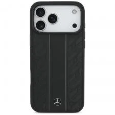 Carcasa Mercedes Leather Laurel Leaves Stripes cu MagSafe compatibila cu iPhone 17 Pro Max, Black