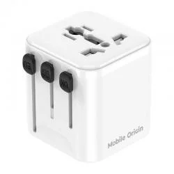 Adaptor retea Mobile Origin PW30, 2500W, 10A, Compatibil cu prize EU/UK/US/AU, Alb