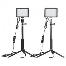 Set 2 lampi LED Neewer ZC-10S, 15W, 1000lux, 5600K 2x trepied si filtre culoare incluse, USB, Negru