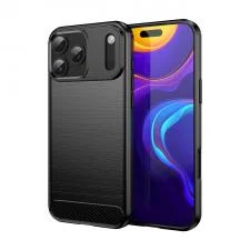 Carcasa Carbon Case compatibila cu iPhone 17 Pro Max, Negru