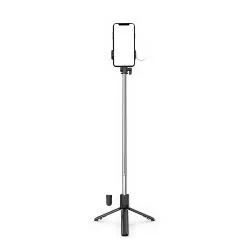 Selfie stick cu trepied, flash lamp si telecomanda OEM WR1YXS pentru telefon, Reglabil 0.71m, Negru