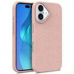 Carcasa biodegradabila Wheat MagSafe compatibila cu iPhone 16 Plus Pink
