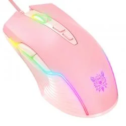Mouse gaming ONIKUMA CW905 cu fir, RGB, 6400 DPI, Lungime cablu 1.5m, Roz