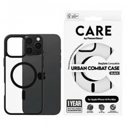 Carcasa CARE by PanzerGlass Flagship Urban MagSafe compatibila cu iPhone 16 Pro Max Transparent Black