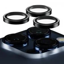 Folie sticla camera foto PanzerGlass Hoops compatibila cu iPhone 15 Pro / 15 Pro Max, Negru