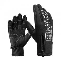 Manusi de ciclism Rockbros S091-4BK, Compatibile Touchscreen, Marime XL, Negru