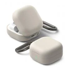 Carcasa Ringke Silicone compatibila cu Samsung Galaxy Buds 4 / 4 Pro, Stone