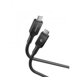 Cablu pentru incarcare si transfer de date Spigen Essential, 2x USB-C, 100W, 5Gbps, 2m, Negru