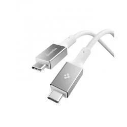 Cablu pentru incarcare si transfer de date Spigen Essential, 2x USB-C, 100W, 5Gbps, 1.5m, Alb