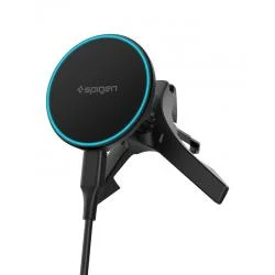 Suport auto Spigen EV15MAQ Essential Qi2, Air Vent Mount, Compatibil MagSafe, Incarcare wireless 15W, Rotire 360 grade, Cablu USB-C 1.5m inclus, Negru