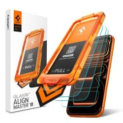 Set 3 folii sticla securizata Spigen Glas.tR AlignMaster Slim compatibile cu iPhone 17 Pro, Transparent