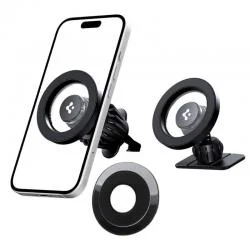 Suport auto Spigen MFT13 Magnetic, Dashboard/Air Mount, Rotire 360 grade, Negru