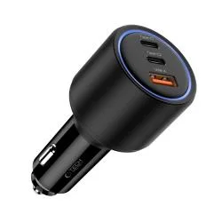 Incarcator auto TECH-PROTECT CC04, USB si 2x USB-C, PD 175W, Negru