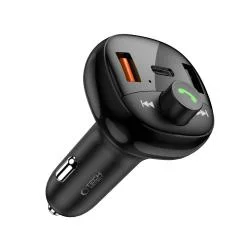 Incarcator auto TECH-PROTECT CC06, USB-C si 2x USB, Modulator FM Bluetooth, PD 72W, Negru