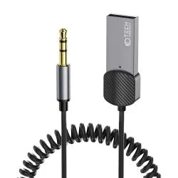 Adaptor audio Tech-Protect UltraBoost AUX, USB la jack 3.5 mm, Bluetooth 5.0, Lungime 1m, Gri
