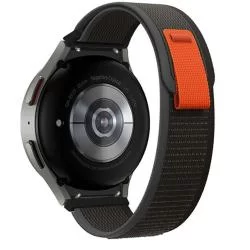 Curea material textil Tech-Protect Nylon compatibila cu Samsung Galaxy Watch 4/5/5 Pro/6 40/42/44/45/46mm Black/Orange