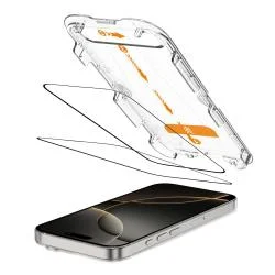 Set 2 folii sticla securizata cu sistem de montare TECH-PROTECT Quick Set+ compatibil cu iPhone 16 Pro Black