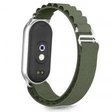 Curea Tech-Protect Nylon Pro compatibila cu Xiaomi Mi Band 8/ 9/ 10/ NFC Army Green