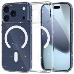 Carcasa Tech-Protect Flexair cu MagSafe compatibila cu iPhone 17 Pro, Clear/Glitter